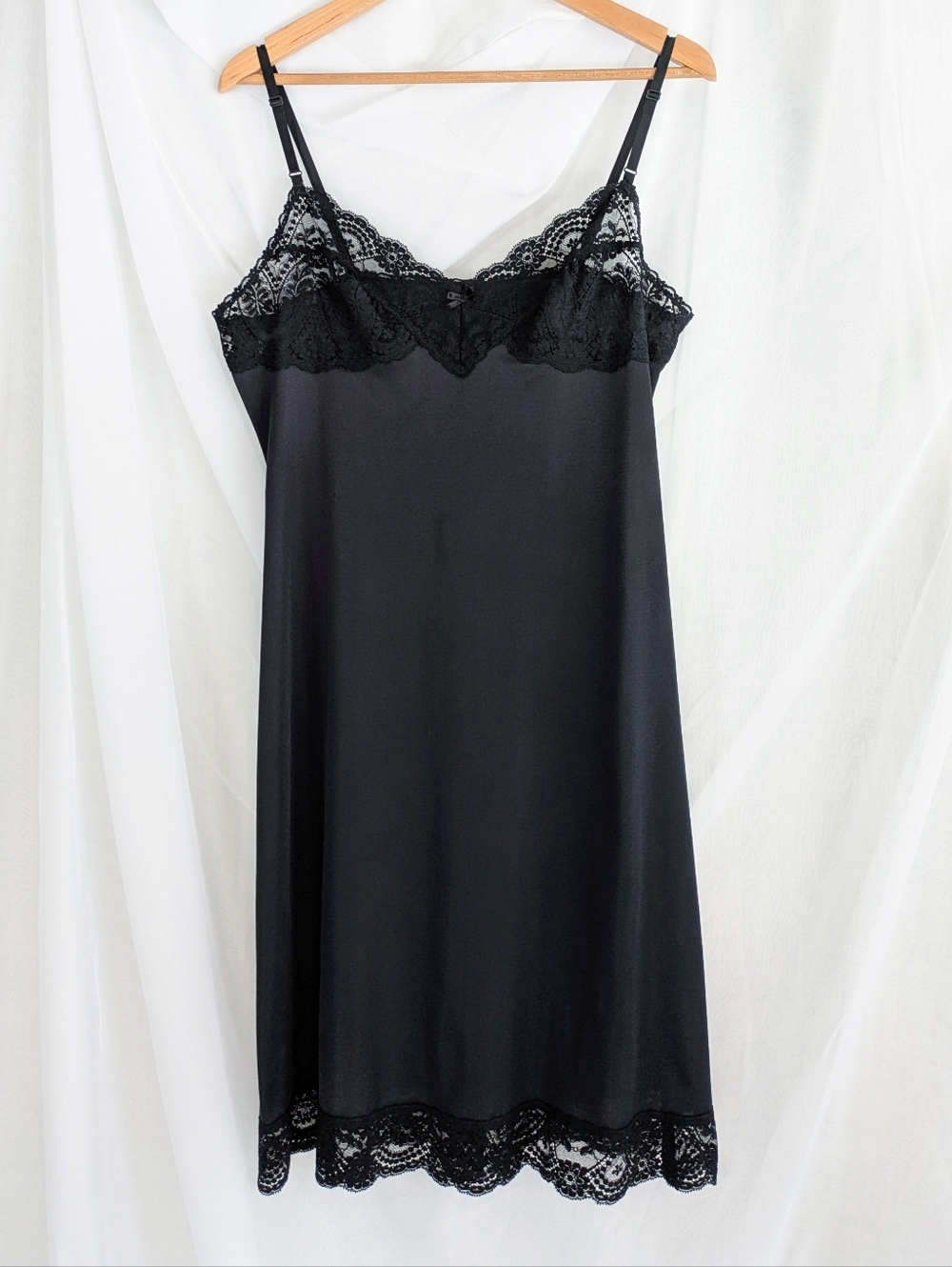 Vintage Black Lace Slip Dress By Vassarette